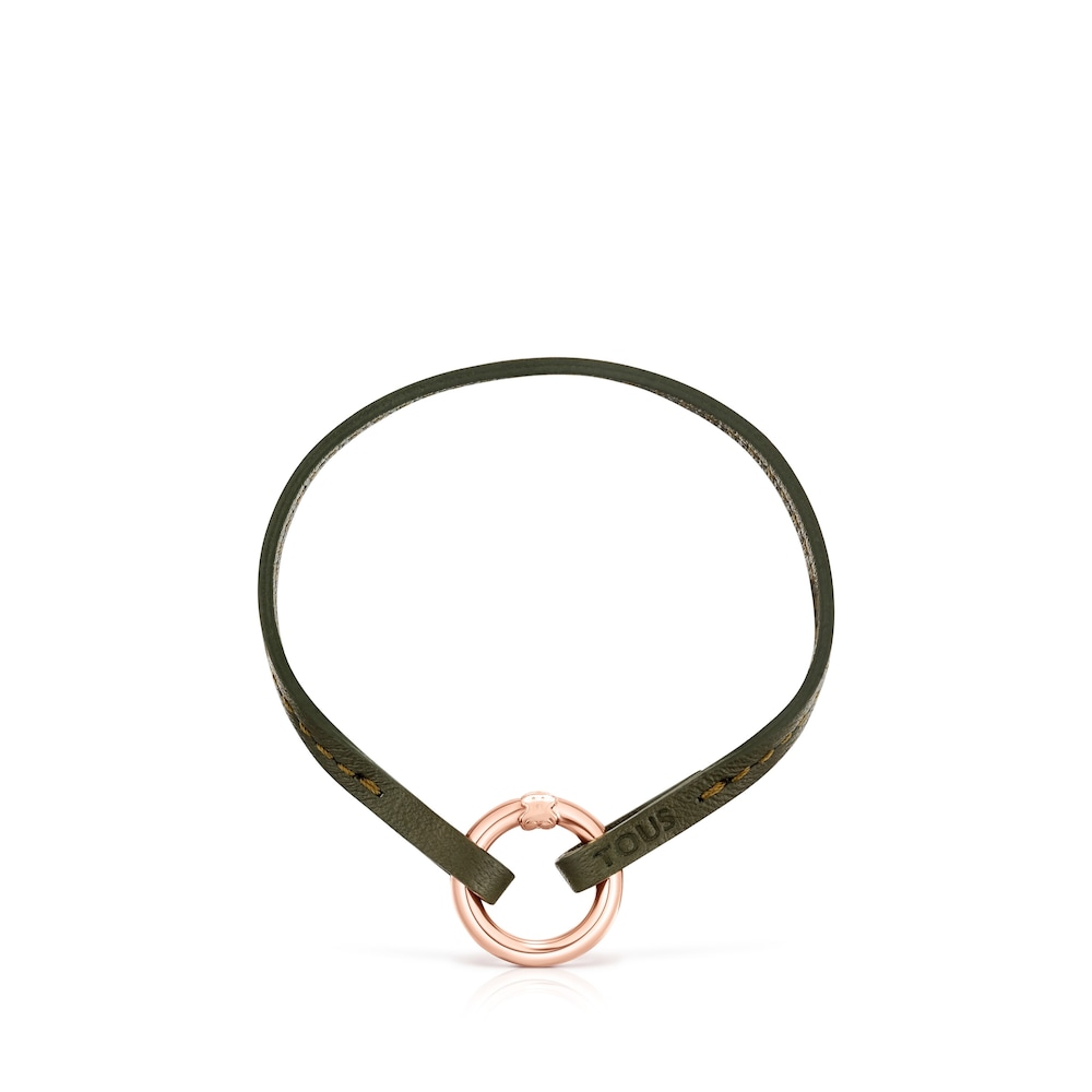 Pack Pulsera y Gargantilla de cuero marr&oacute;n Hold