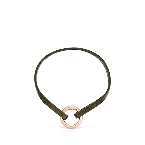 Green Leather Hold Bracelet and Choker Set