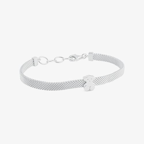 Pulsera oso de plata Mesh