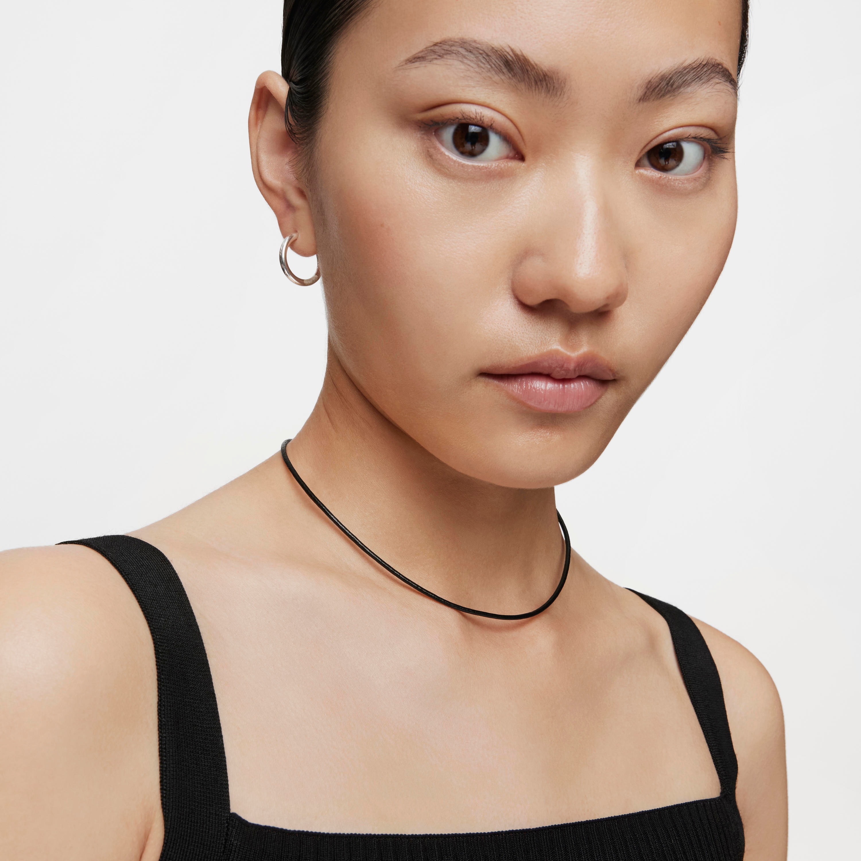 Black leather Choker with silver clasp TOUS Chokers