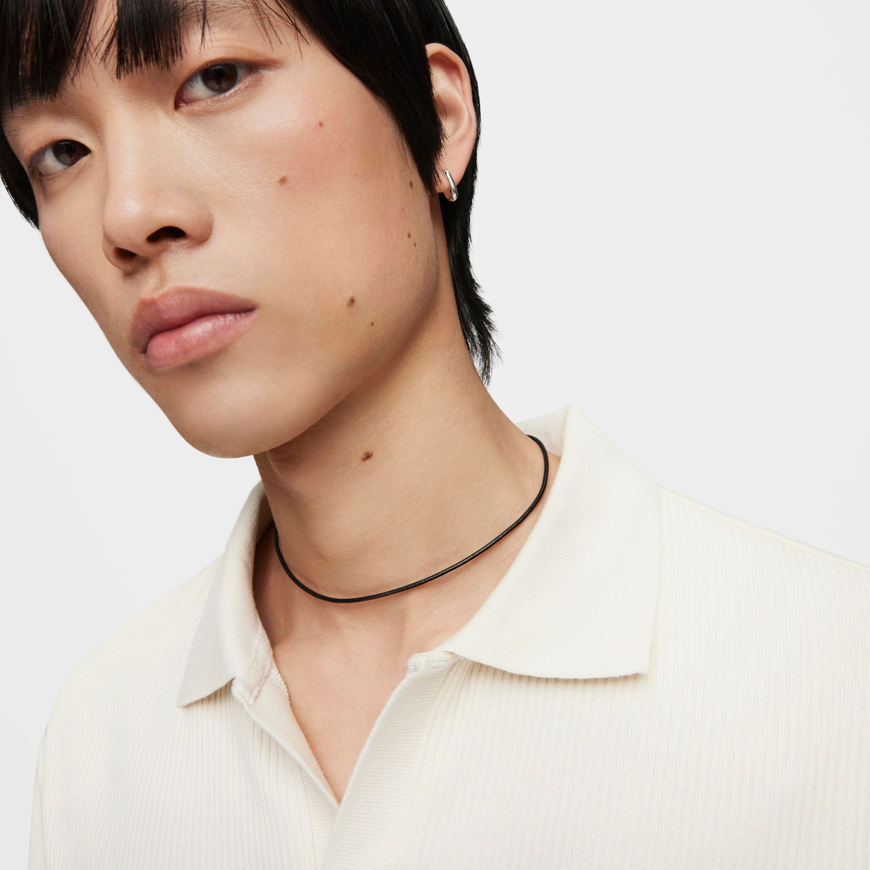 Black leather Choker with silver clasp TOUS Chokers