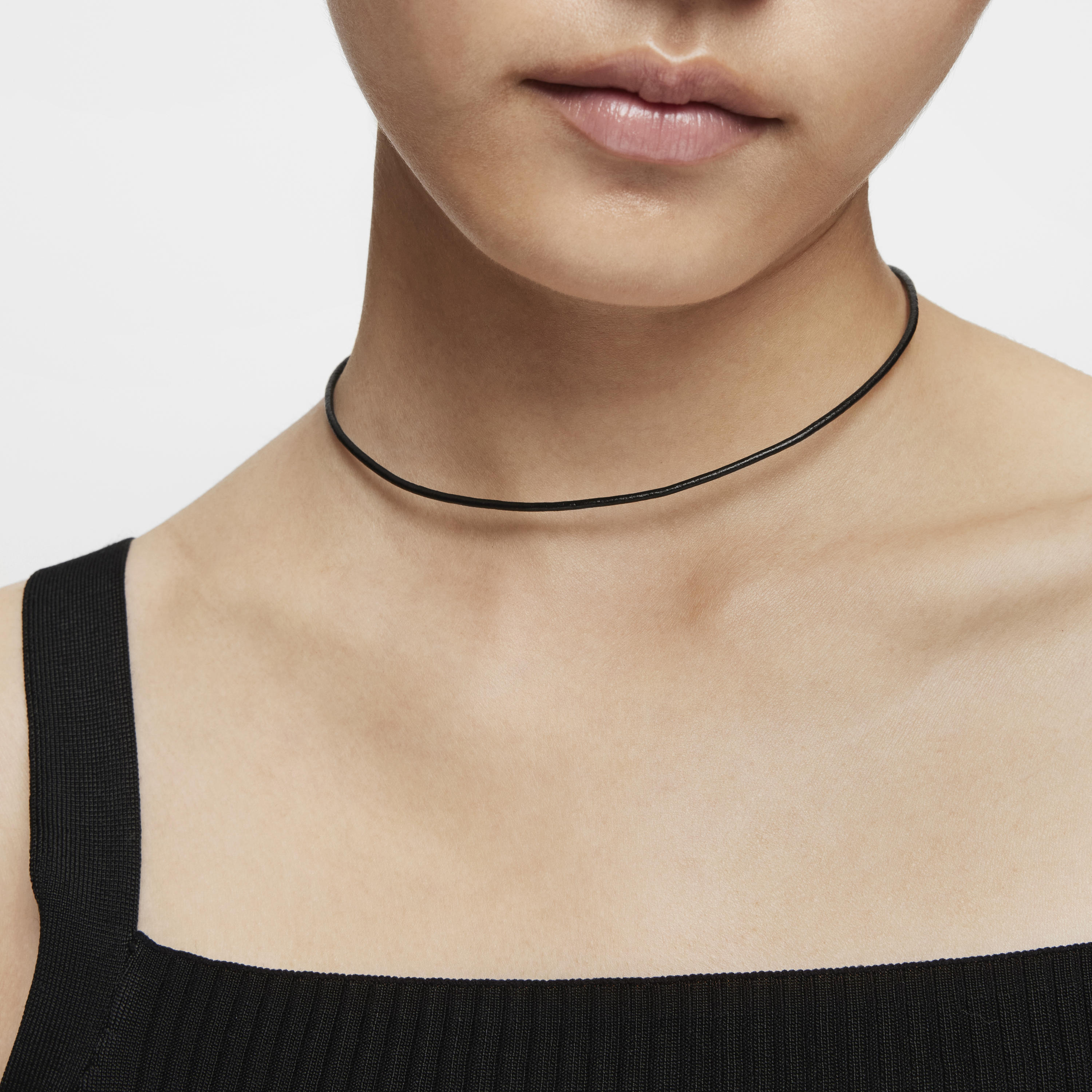 Black leather Choker with silver clasp TOUS Chokers