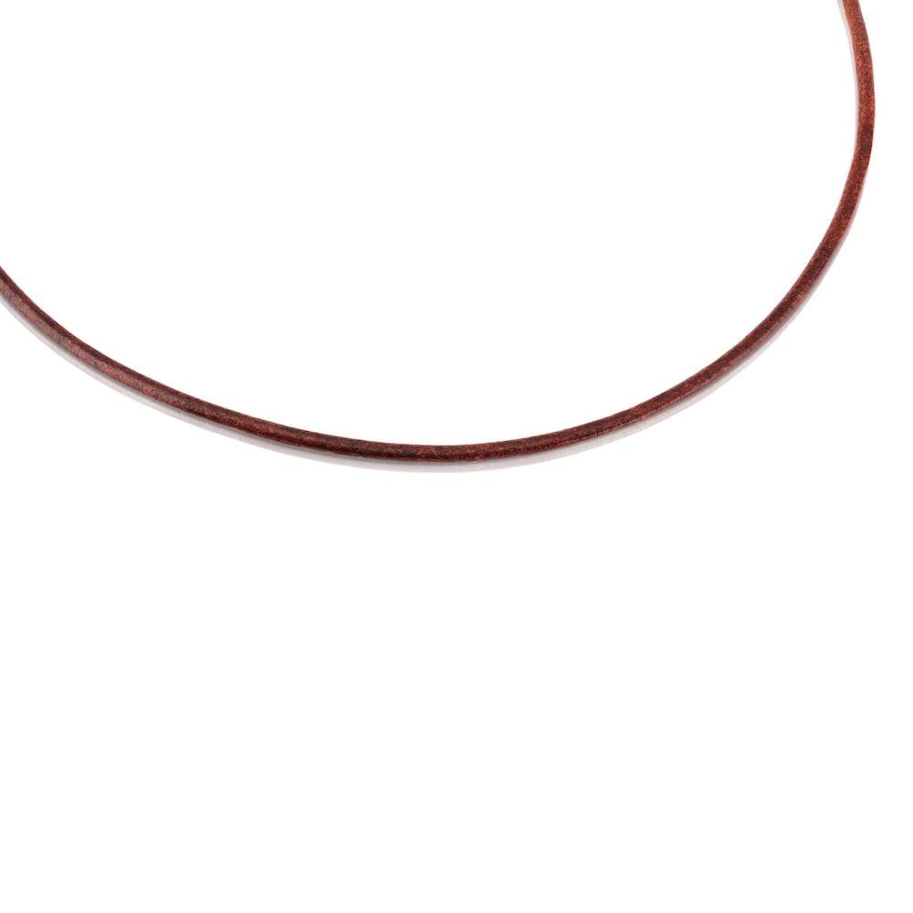 Gargantilla de cuero marr&oacute;n de 2 mm y cierre de plata Chokers