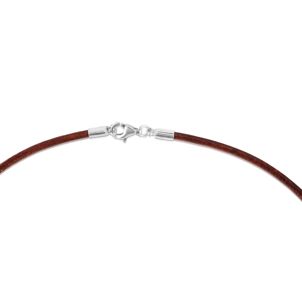 Gargantilla de cuero marr&oacute;n de 2 mm y cierre de plata Chokers