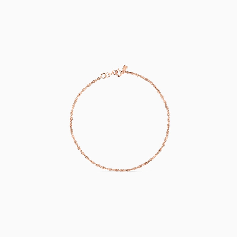 Tobillera cord&oacute;n con ba&ntilde;o de oro rosa 18 kt sobre plata TOUS Chain