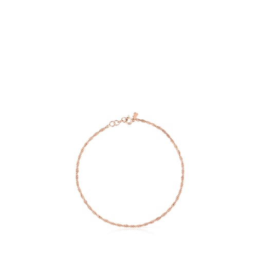 Tobillera cordón con baño de oro rosa 18 kt sobre plata TOUS Chain