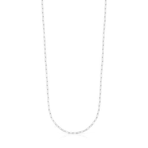 Gargantilla larga de plata con anillas ovales, 75 cm Chain image number 0