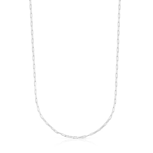 Silver TOUS Chain Choker with oval rings 95cm