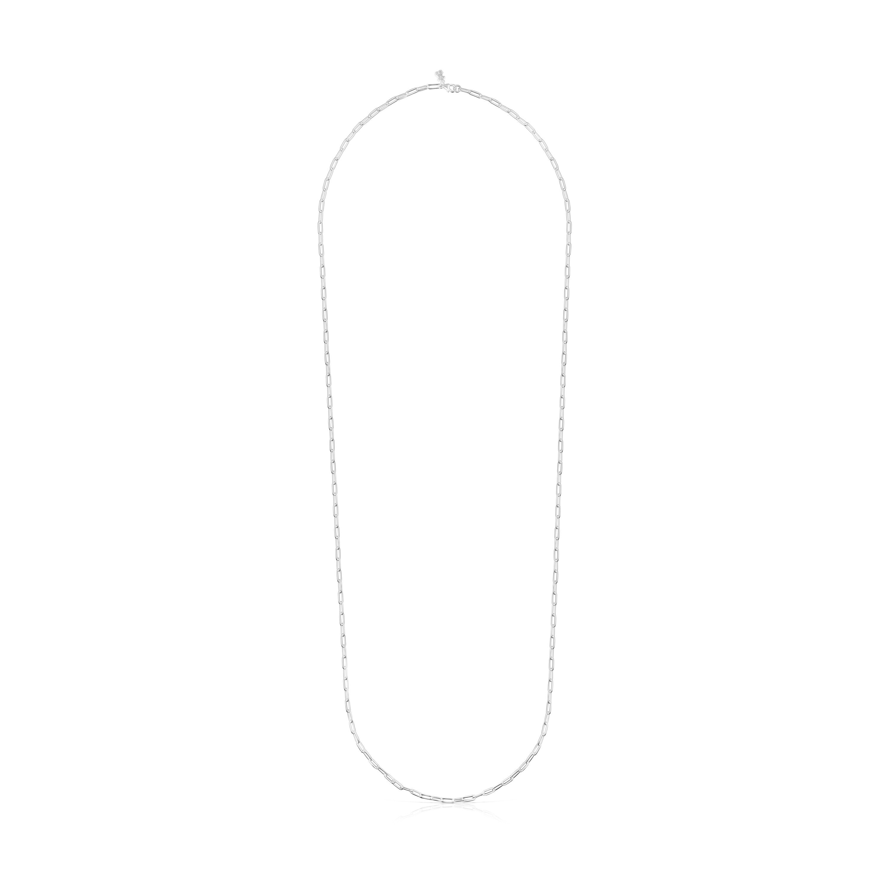 Silver TOUS Chain Choker with oval rings. 95cm.