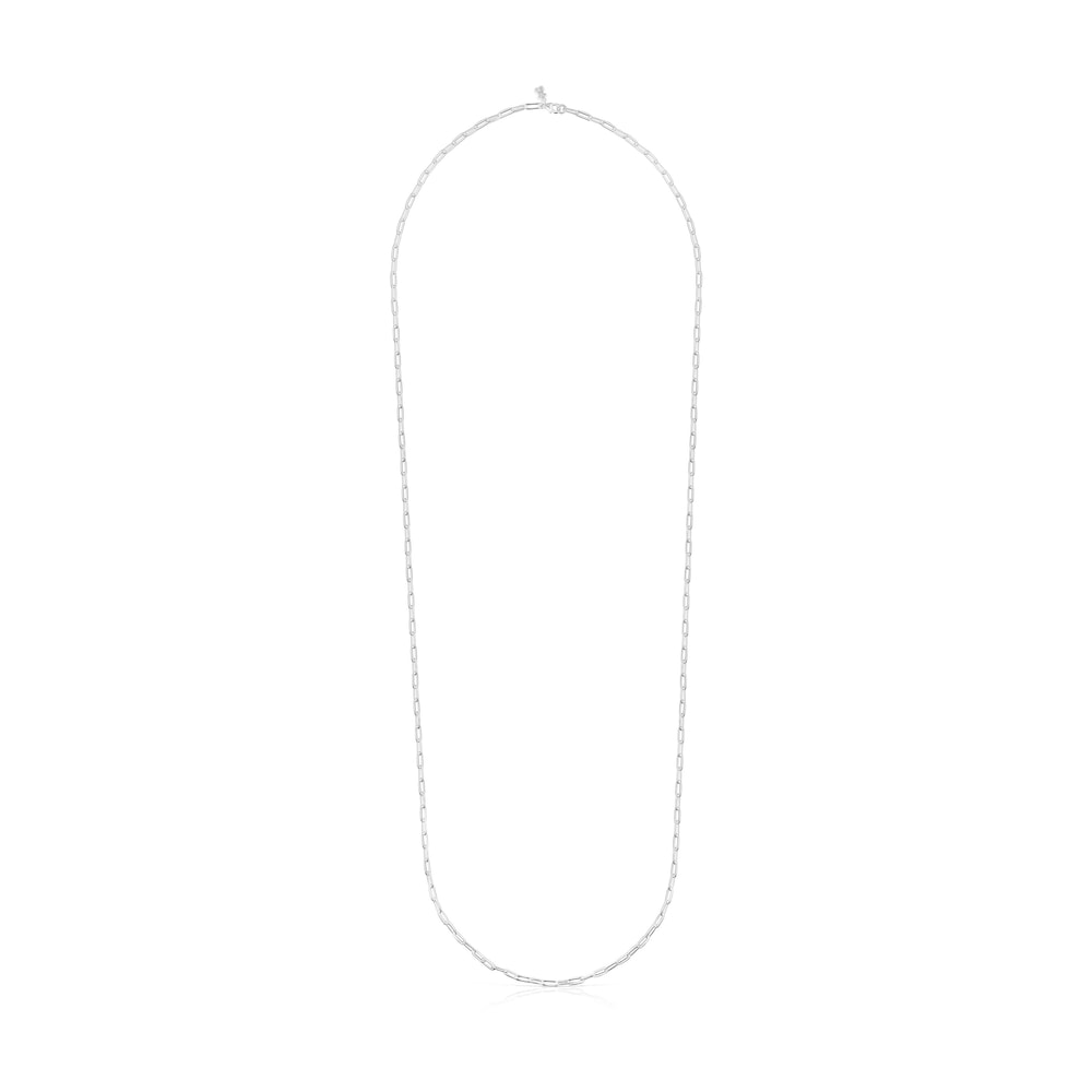 Silver TOUS Chain Choker with oval rings 95cm