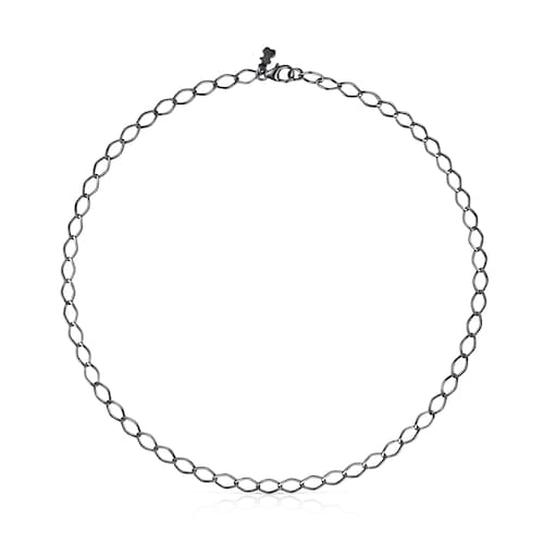 Gargantilla de plata dark silver con anillas, 35 cm Chain