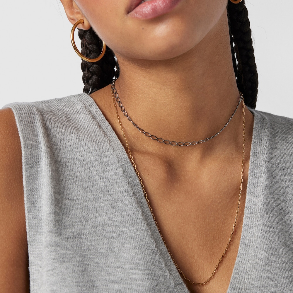 Gargantilha TOUS Chain losango em Prata dark silver