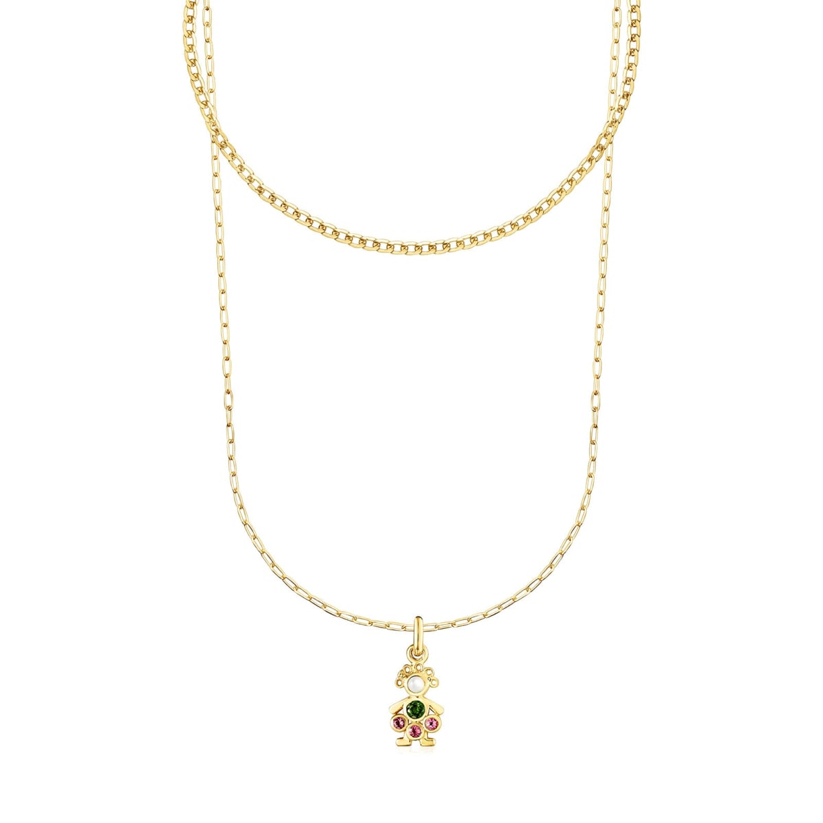 Tous - Gargantilla Con Baño De Oro 18 Kt Sobre Plata Y Anillas Ovales, 60 Cm Chain - Dorado