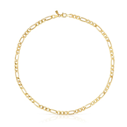 Gargantilla barbada mix con baño de oro 18 kt sobre plata, 45 cm Chain