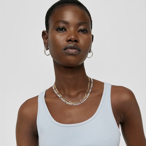 Collaret barbada mix de plata, 45 cm Chain