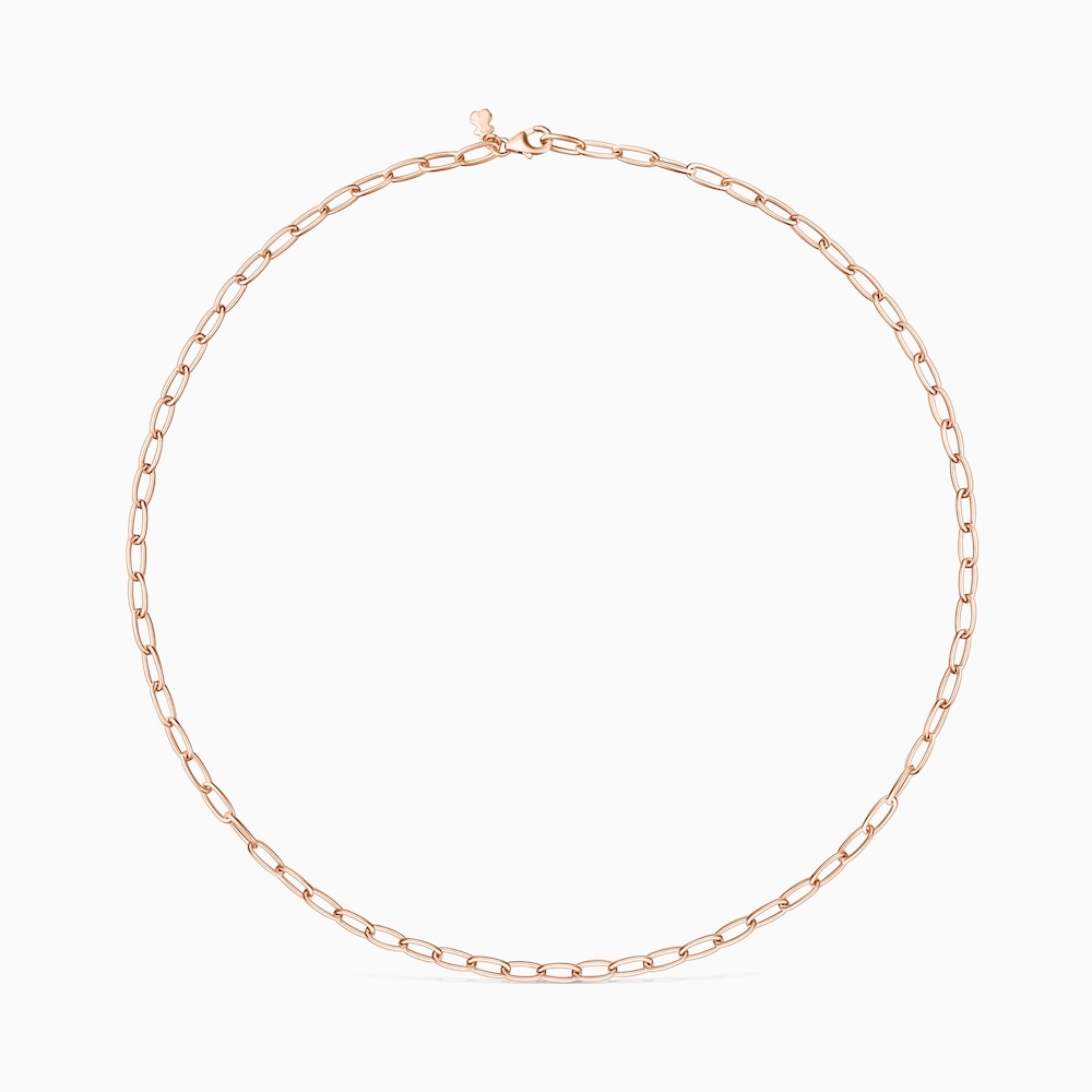 Gargantilla con ba&ntilde;o de oro rosa 18 kt sobre plata y anillas ovales, 45 cm Chain