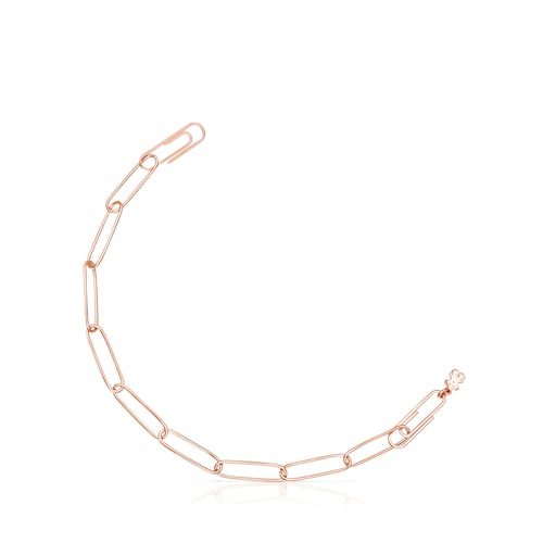 Gargantilla con baño de oro rosa 18 kt sobre plata y anillas ovales XL, 95 cm Chain