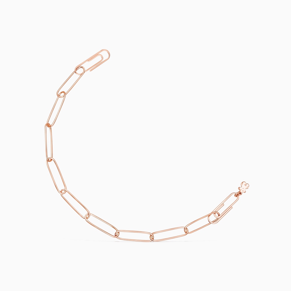 Gargantilla con ba&ntilde;o de oro rosa 18 kt sobre plata y anillas ovales XL, 95 cm Chain