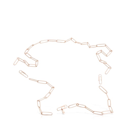 Gargantilla con baño de oro rosa 18 kt sobre plata y anillas ovales XL, 95 cm Chain