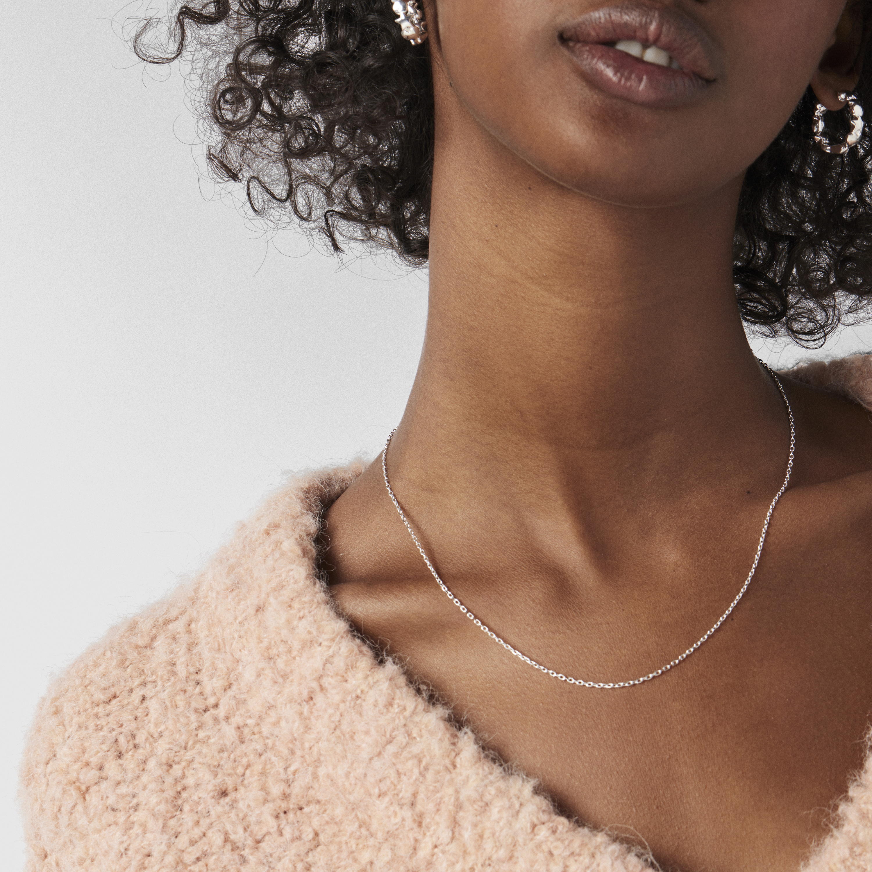 Silver Choker with oval rings measuring 45 cm TOUS Chain