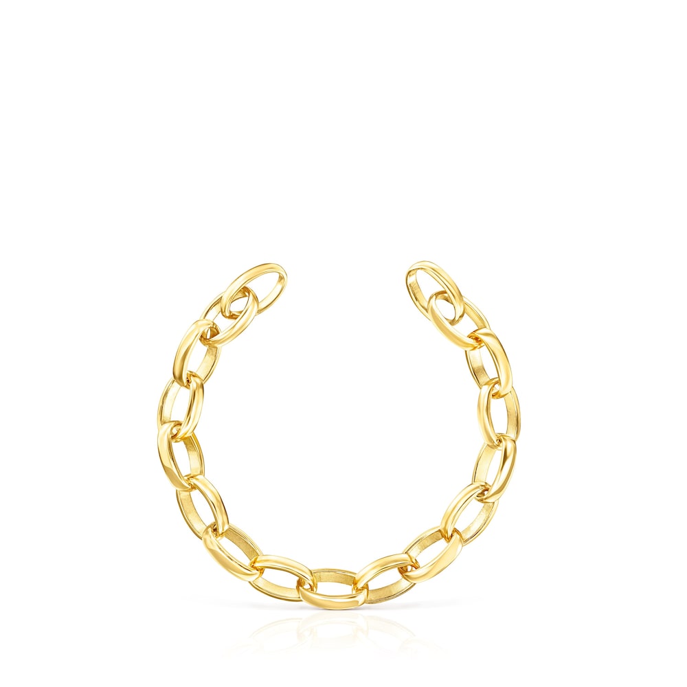 Pulsera oval con baño de oro 18 kt sobre plata Hold image number 1