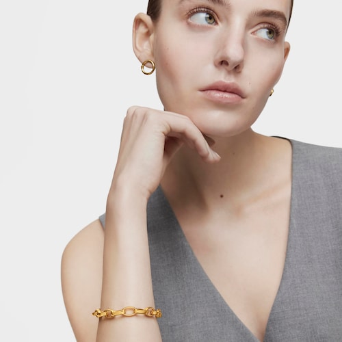 Pulsera oval con baño de oro 18 kt sobre plata Hold