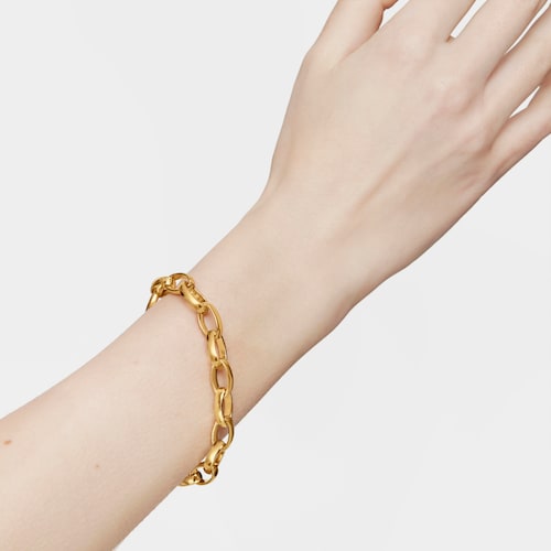 Pulsera oval con baño de oro 18 kt sobre plata Hold