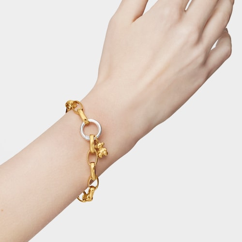 Pulsera oval con baño de oro 18 kt sobre plata Hold