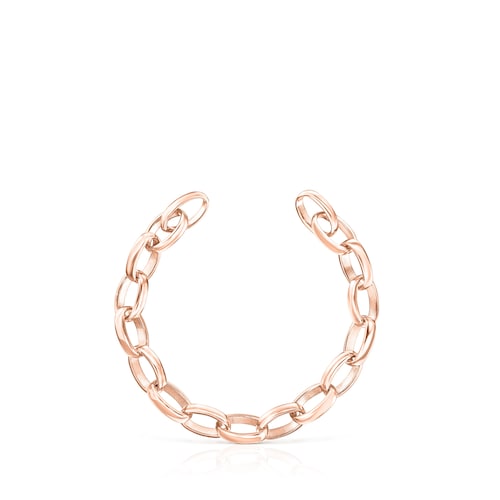 Pulsera oval con baño de oro rosa 18 kt sobre plata Hold