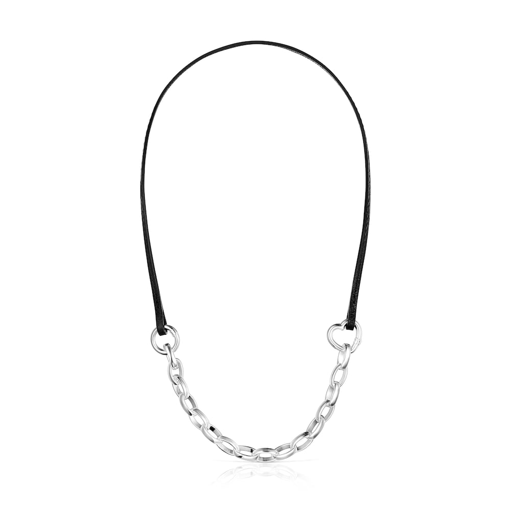 Hold Bracelet - Necklace Set in Silver and Leather