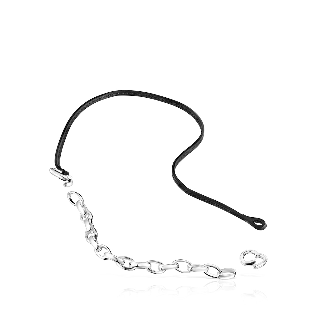 Hold Bracelet - Necklace Set in Silver and Leather