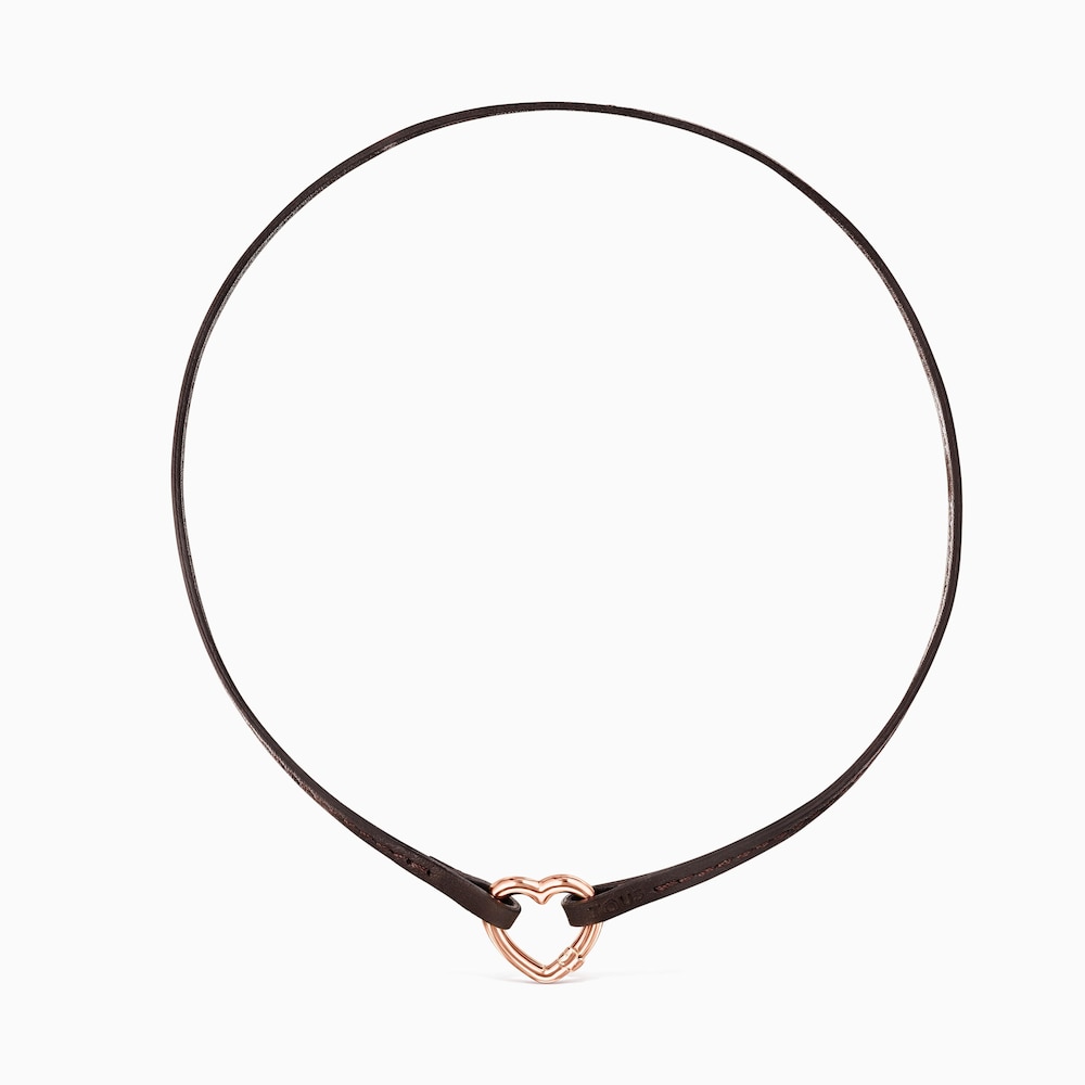 Hold Bracelet - Necklace Set in Rose 18K gold vermeil and Leather