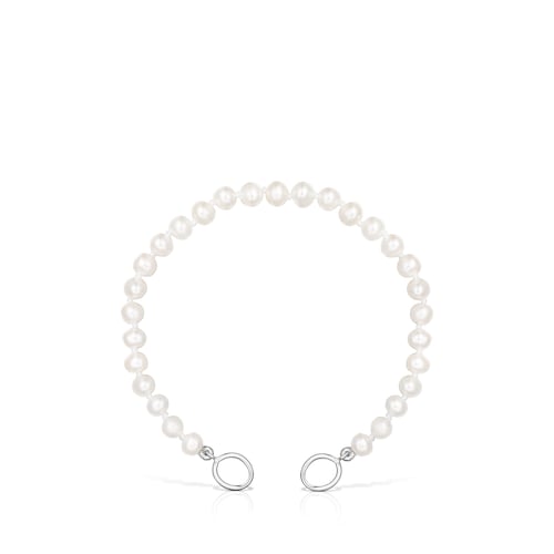 Silver TOUS Hold Bracelet with Pearls. 16cm. image number 0