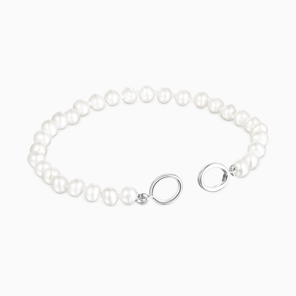Silver TOUS Hold Bracelet with Pearls. 16cm.
