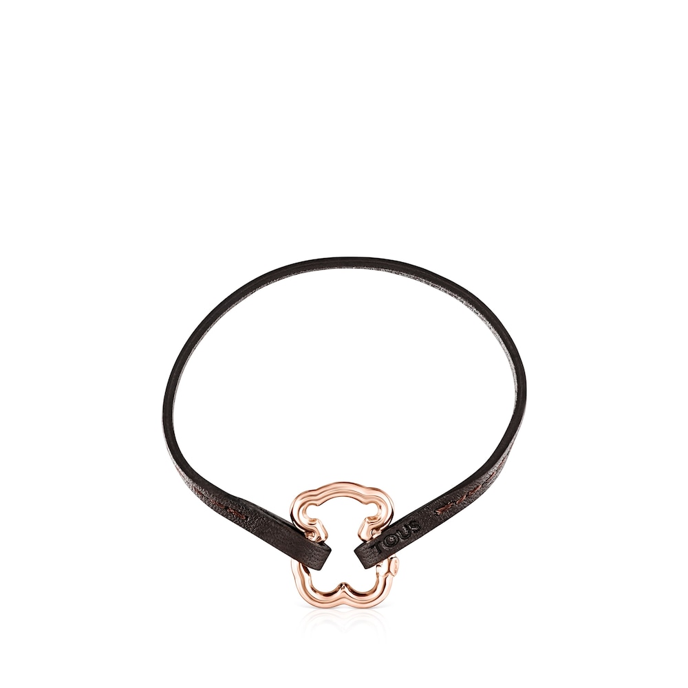 Set Hold Pulseras de Plata Dark Silver, ba&ntilde;o de oro rosa 18 kt sobre plata y Cuero