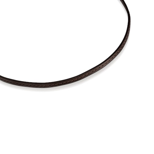 Hold Gold heart and brown Leather Necklace