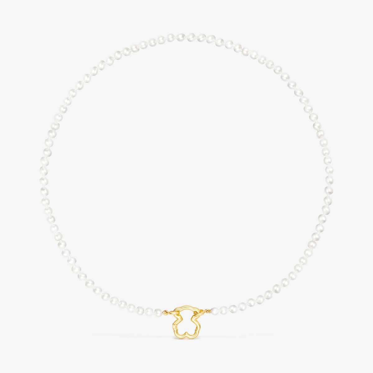 Tous - Collar Oso De Oro Y Perlas Hold - Blanco