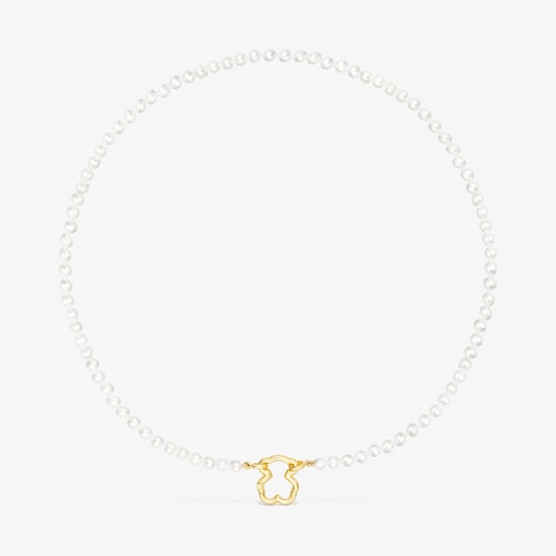 Colar Hold urso em Ouro e P&eacute;rolas