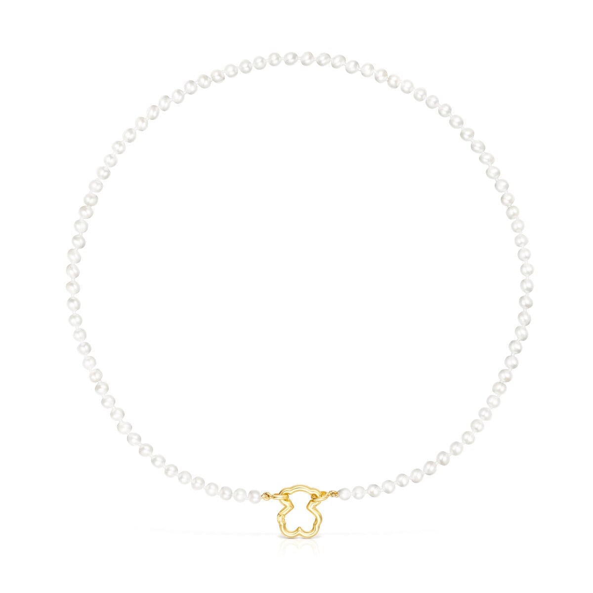 Tous - Collar Oso De Oro Y Perlas Hold - Blanco