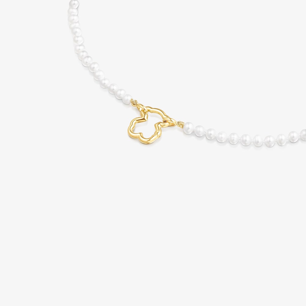 Collar oso de oro y perlas Hold