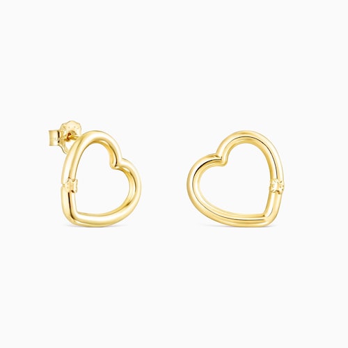 Pendientes coraz&oacute;n de oro Hold