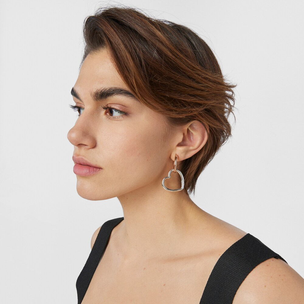 1/2 Crioula Hold cora&ccedil;&atilde;o em Prata e Prata Vermeil rosa