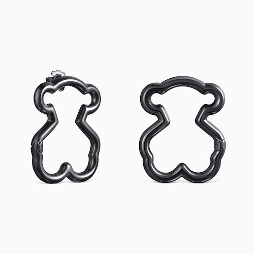 Pendientes grandes oso de plata dark silver Hold
