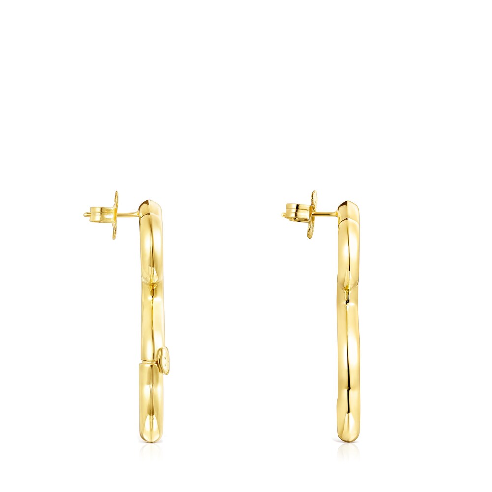 Pendientes grandes oso con baño de oro 18 kt sobre plata Hold image number 1