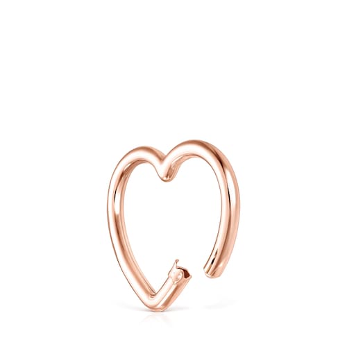 Anilla grande corazón con baño de oro rosa 18 kt sobre plata Hold