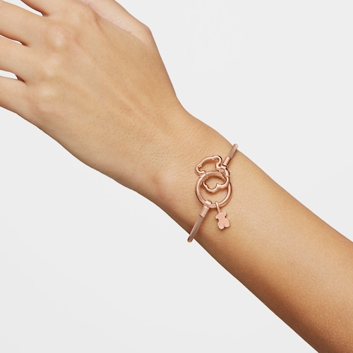 Argola Hold urso em Prata Vermeil rosa