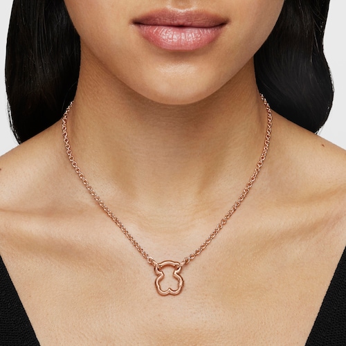 Argola Hold urso em Prata Vermeil rosa