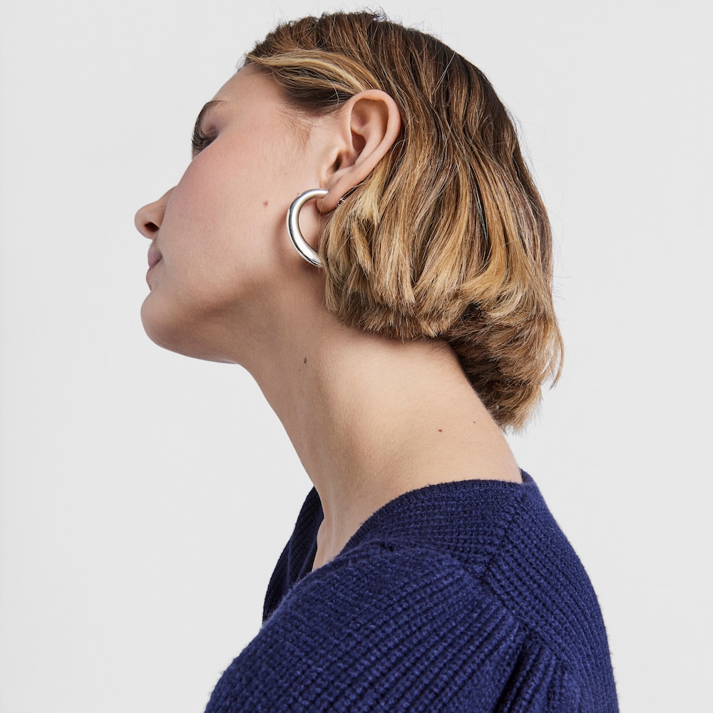 Silver Warm Hoop earrings image number 3