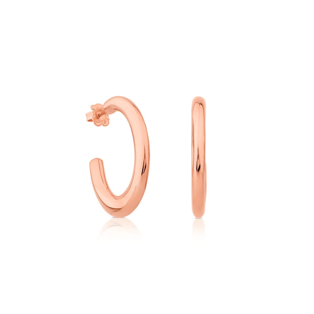 Pendientes aro Warm con baño de oro rosa 18 kt sobre plata image number 0