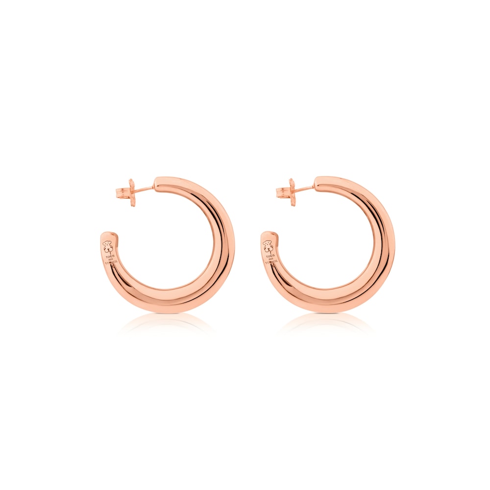 Pendientes aro Warm con baño de oro rosa 18 kt sobre plata image number 1